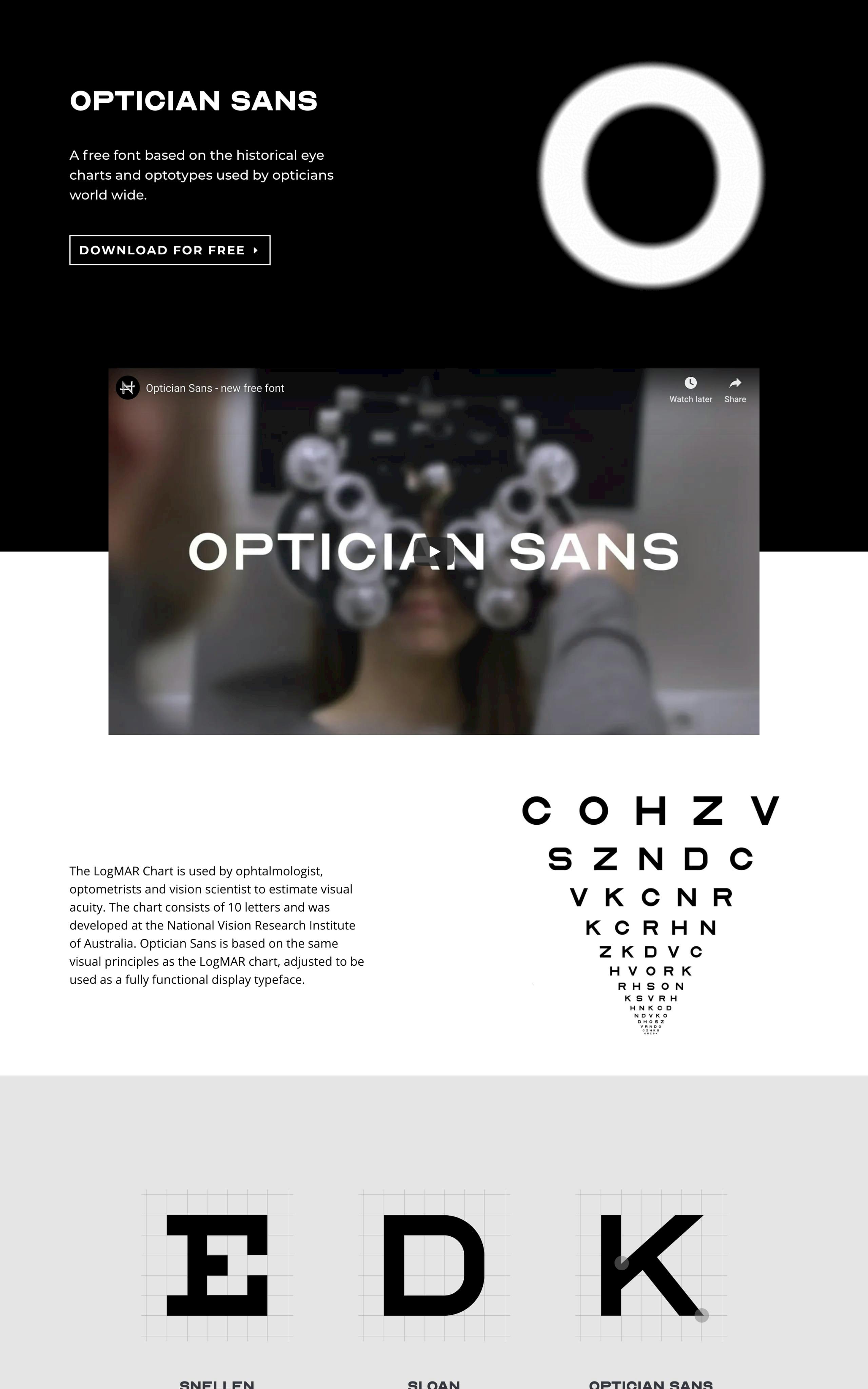 Optician Sans Website Screenshot
