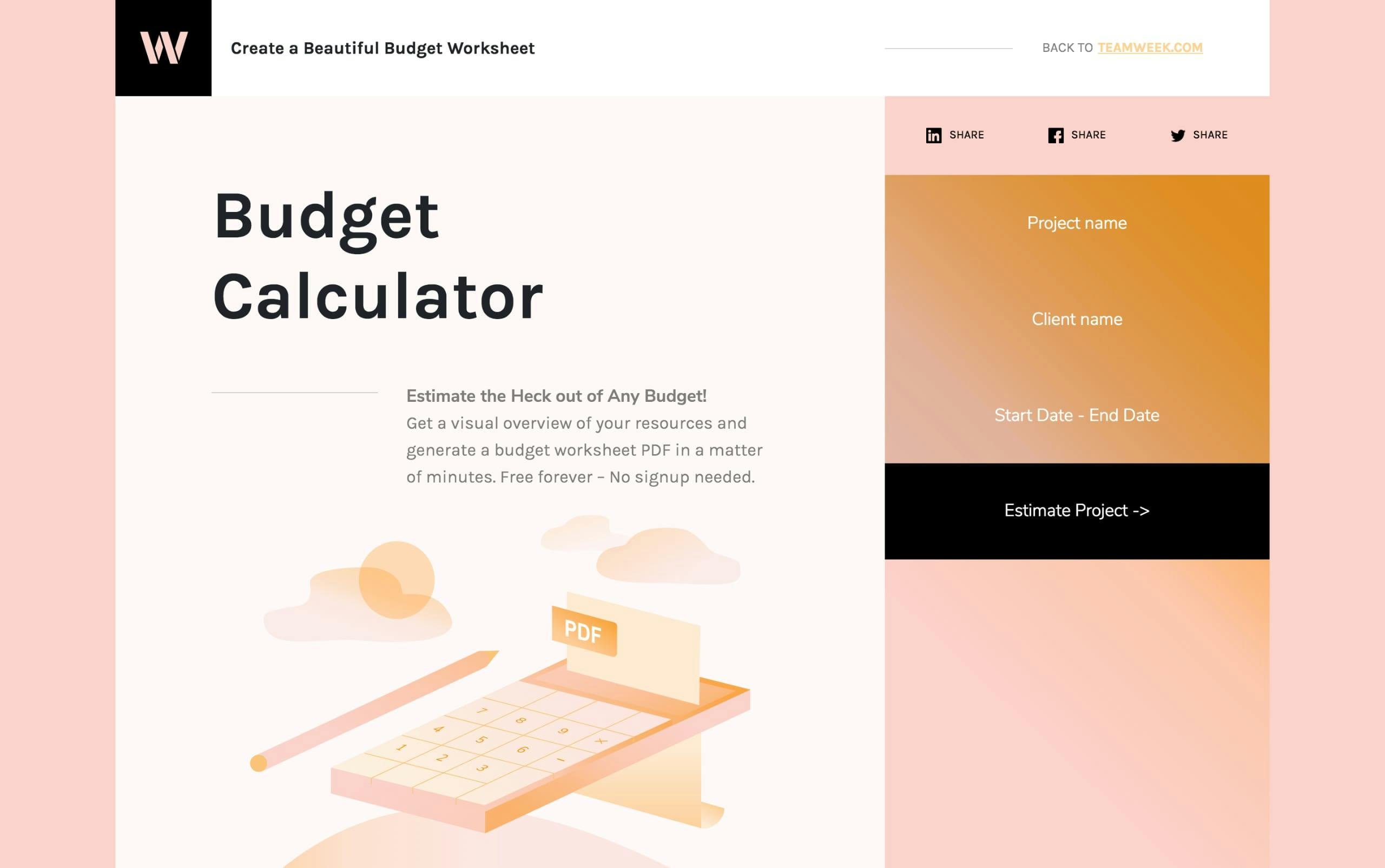 Budget Calculator Website Screenshot