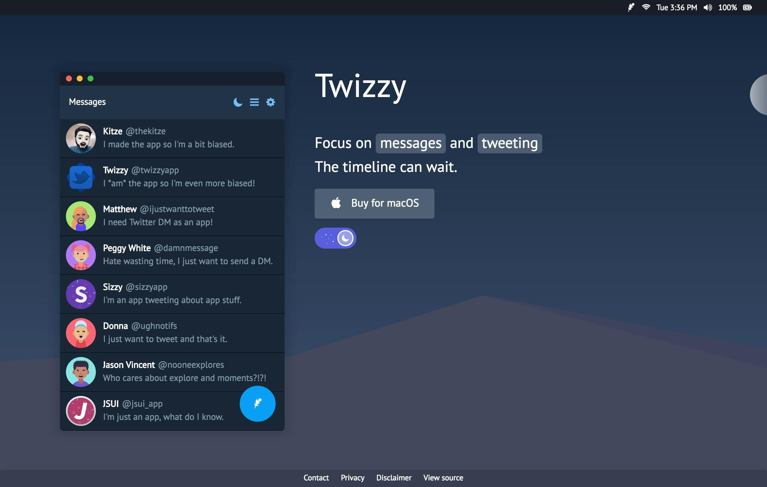Twizzy Website Screenshot