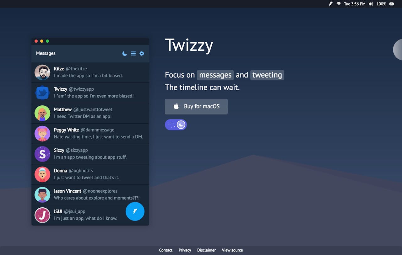 Twizzy Website Screenshot