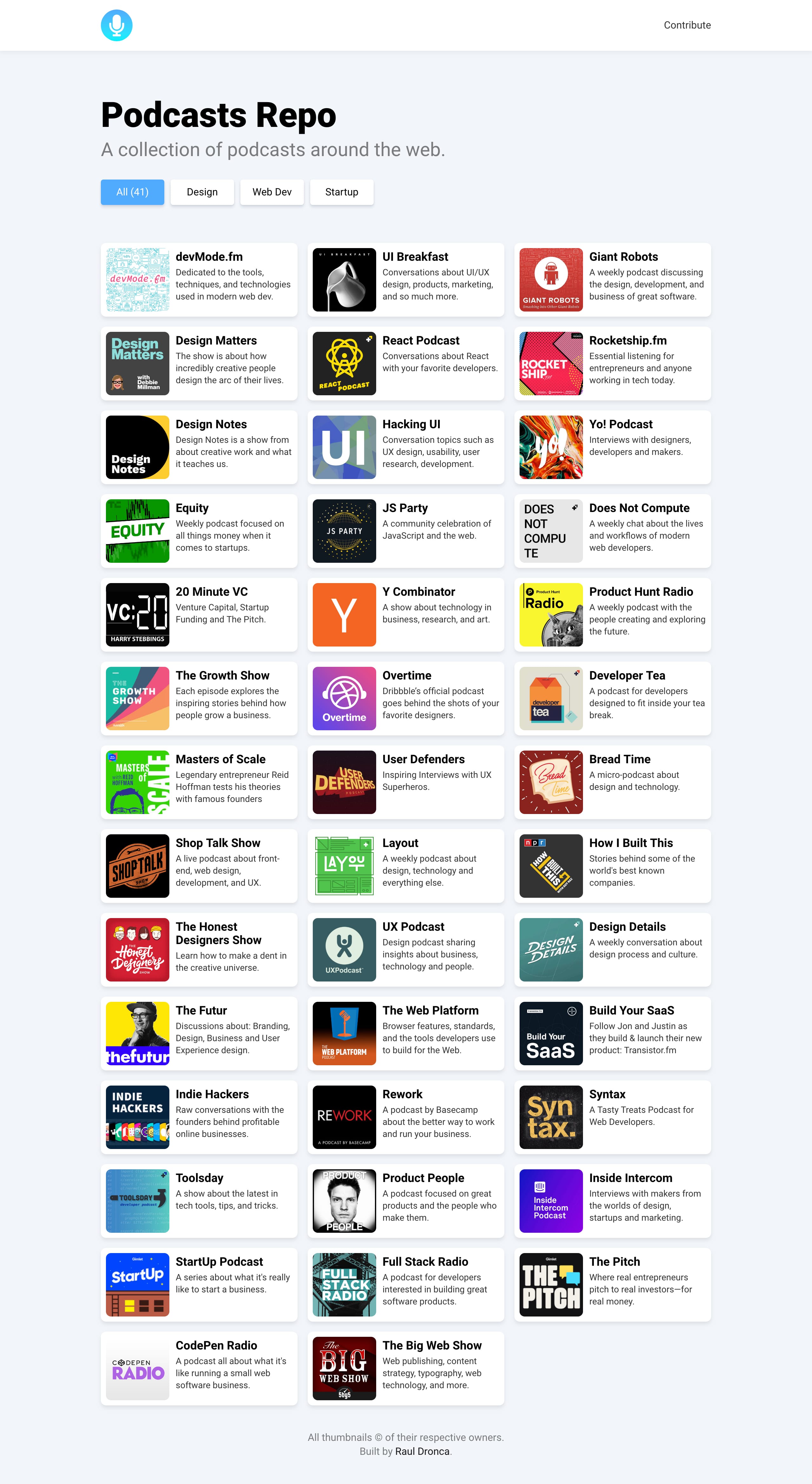 Podcasts Repo Website Screenshot