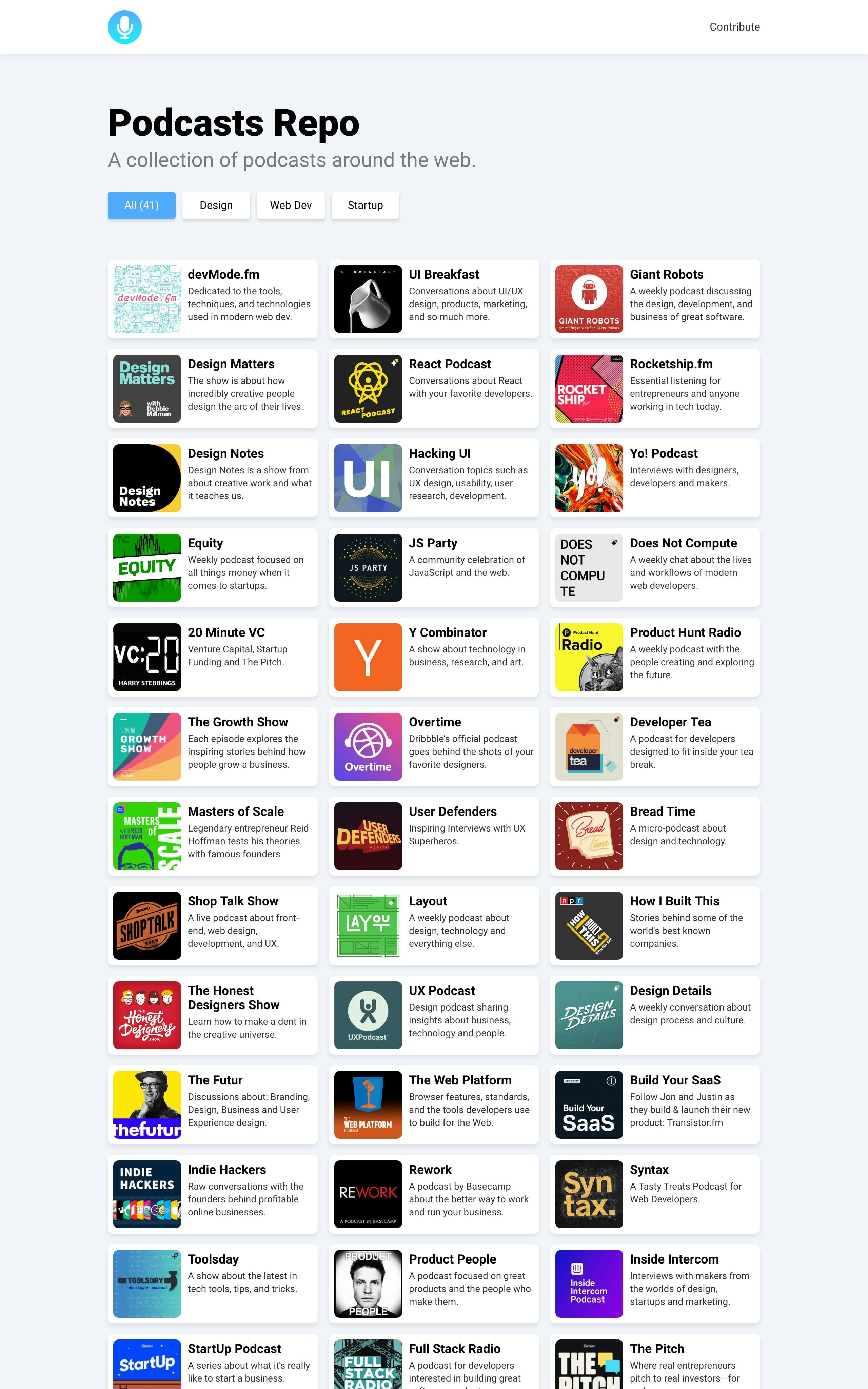 Podcasts Repo Website Screenshot