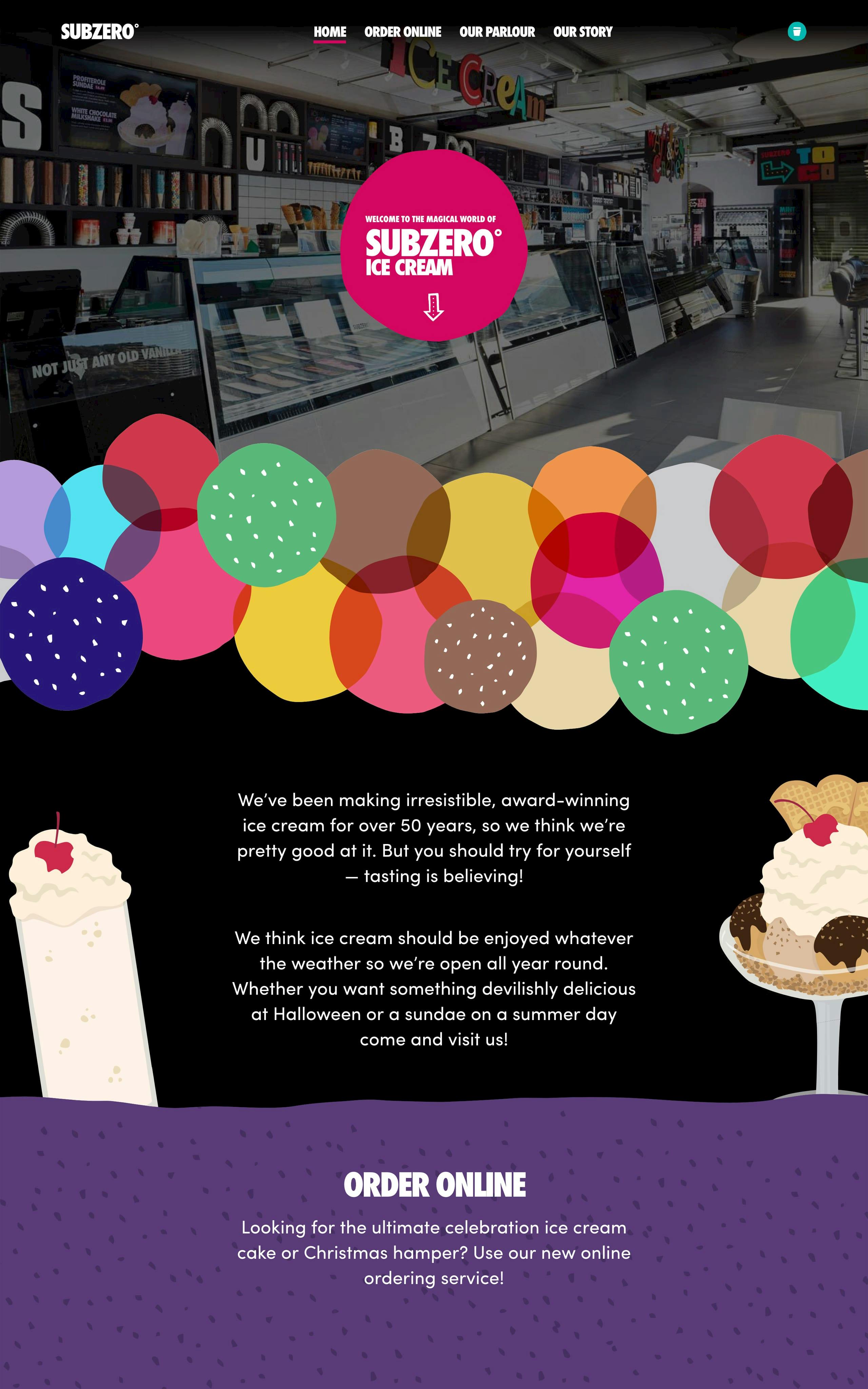 Subzero Ice Cream Website Screenshot