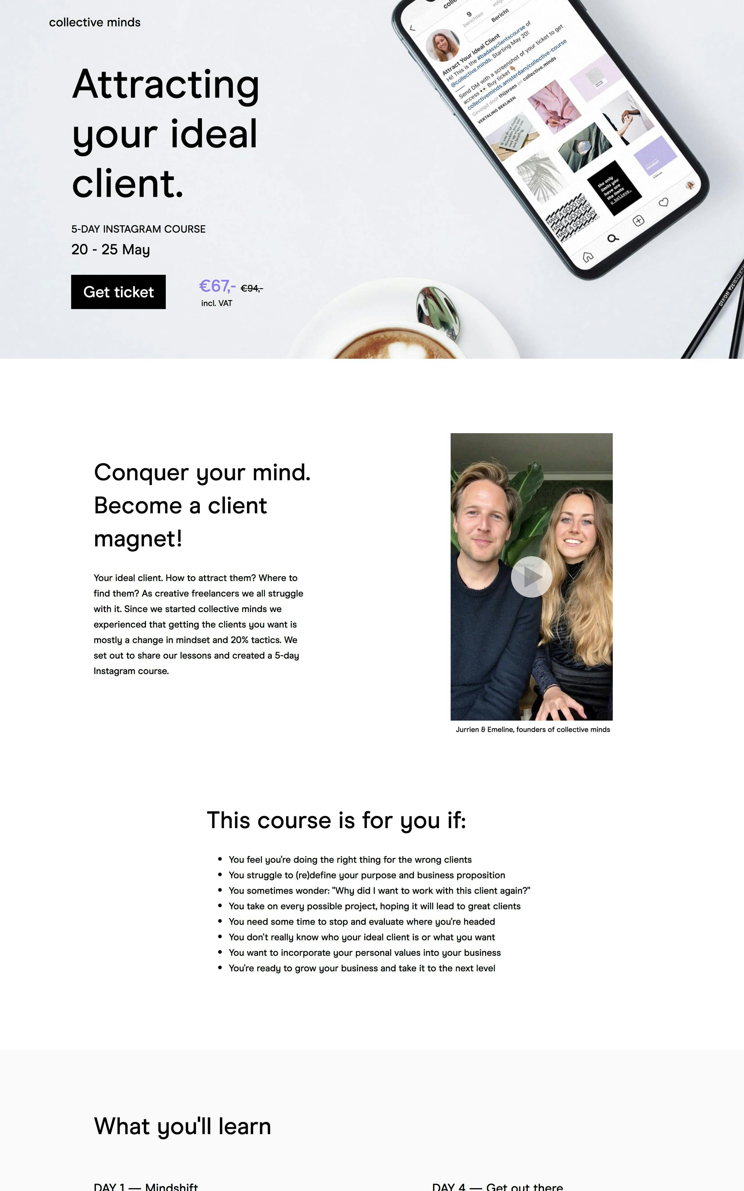 Collective Minds – Courses Website Screenshot