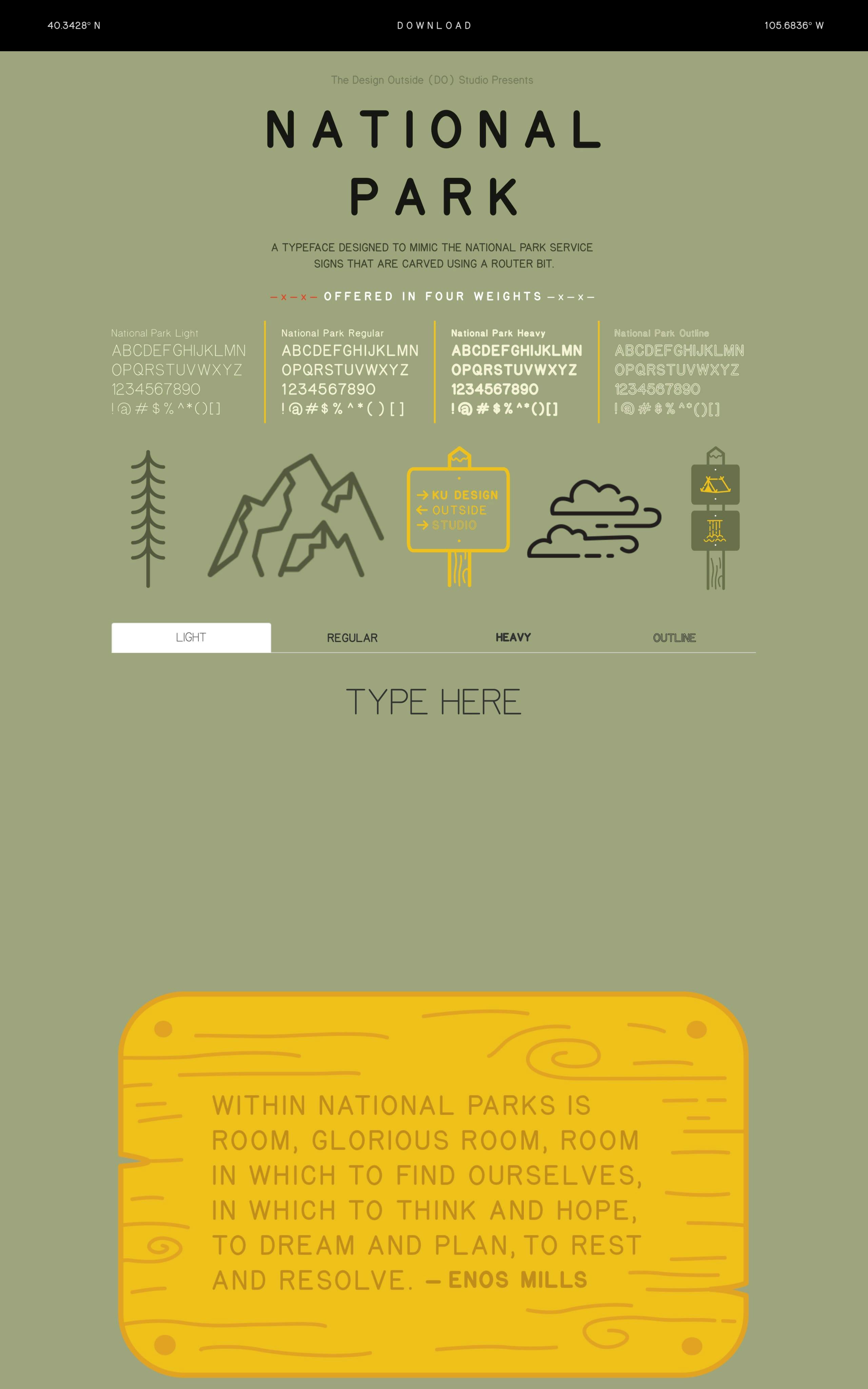 National Park Typeface Website Screenshot