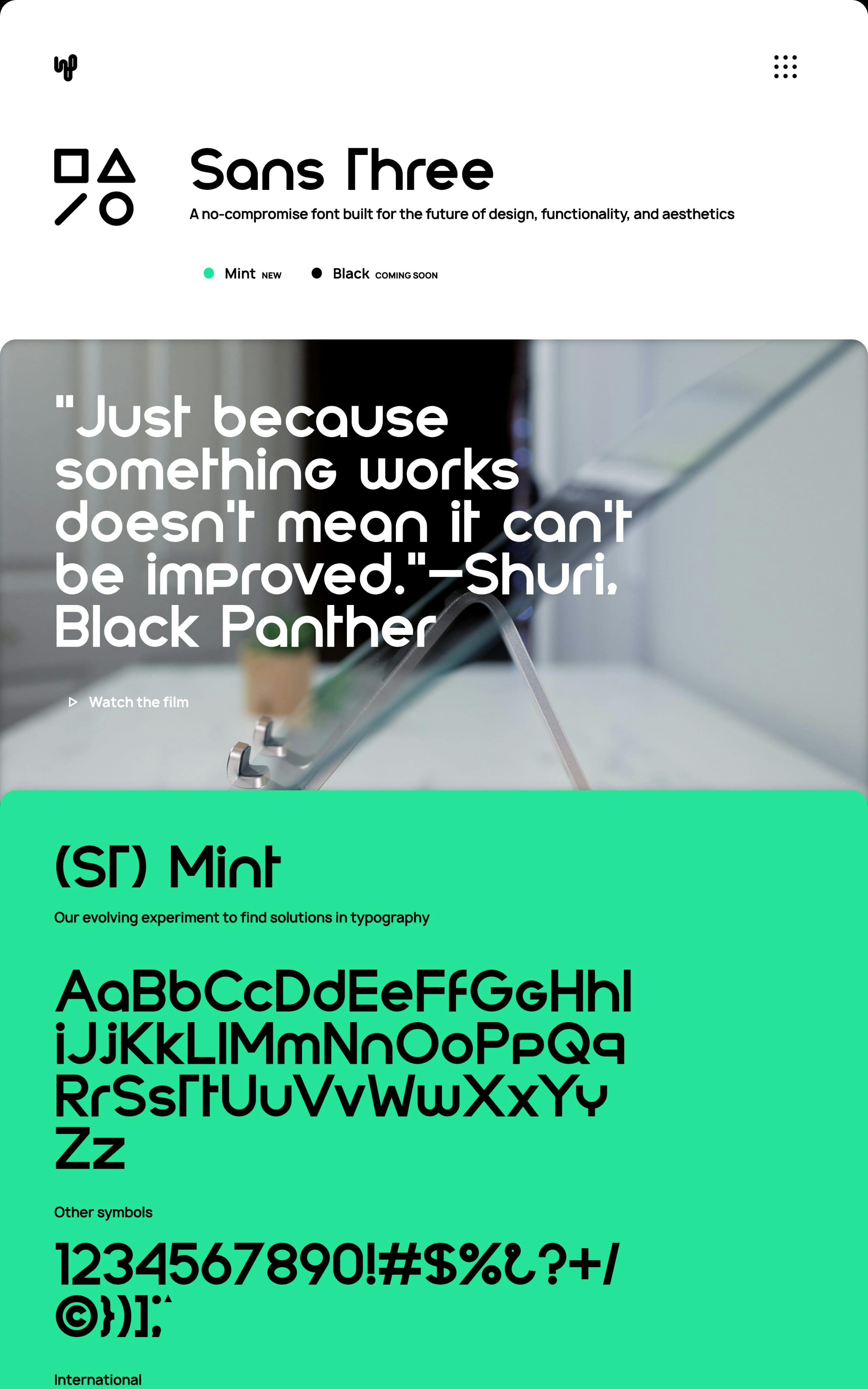 Sans Three Typeface Website Screenshot
