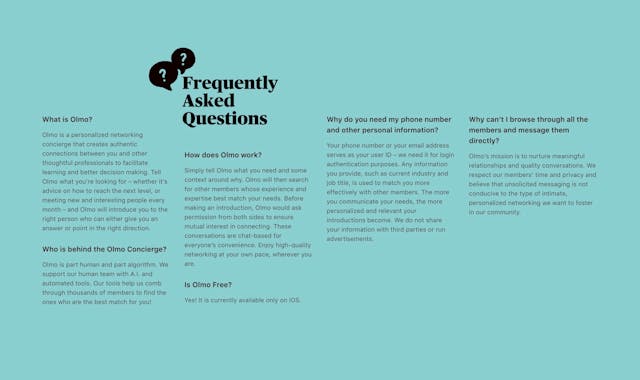Olmo FAQ Grid Preview