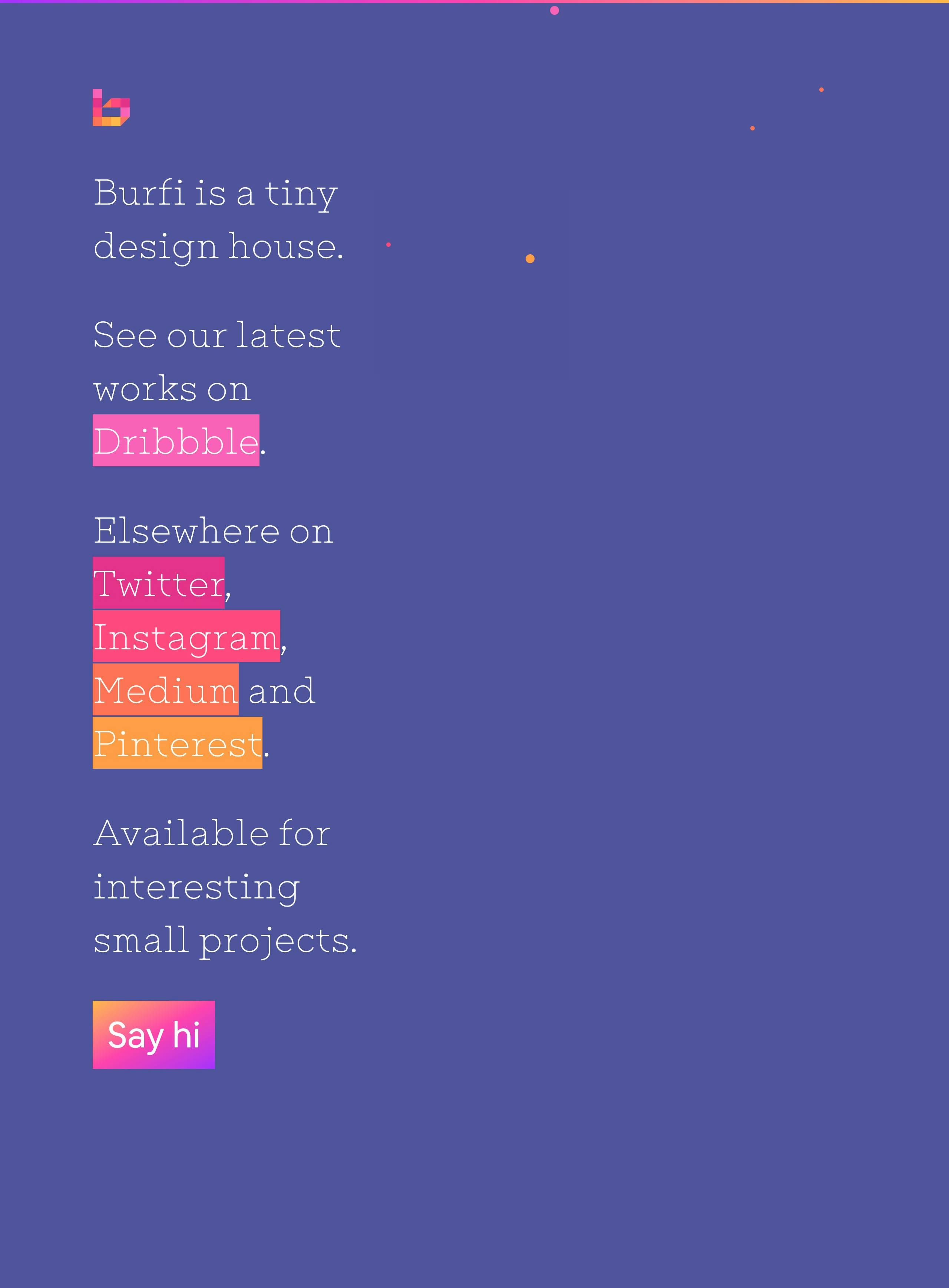 Burfi Website Screenshot