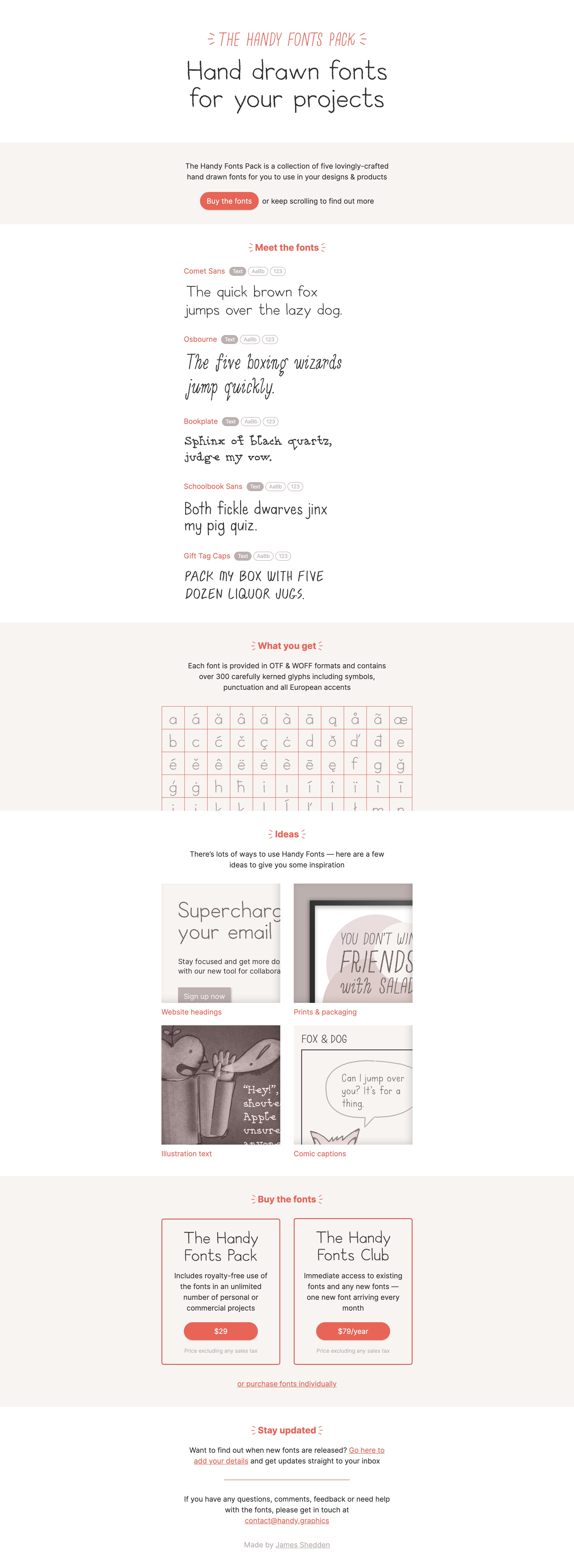 Handy Fonts One Page Website Award