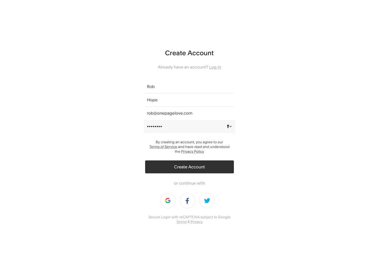 Create an account with Squarespace - no credit card needed Screenshot