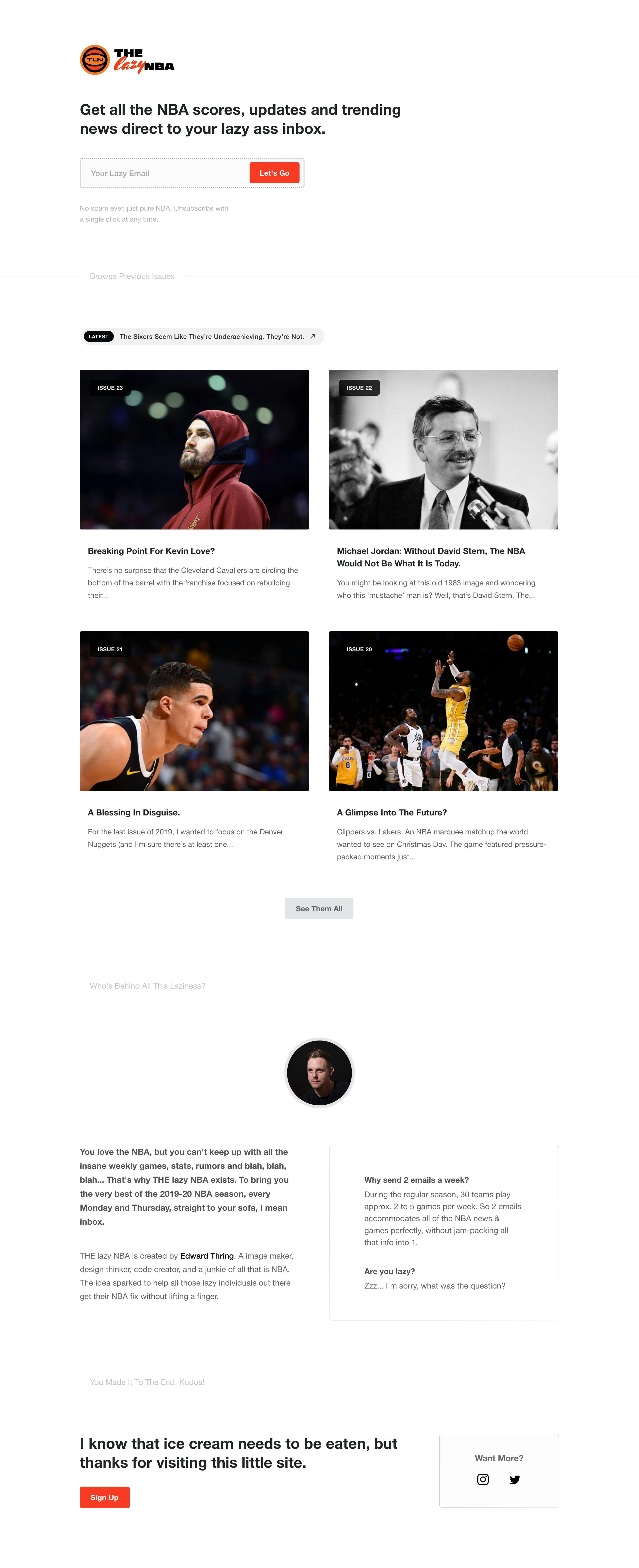 THE lazy NBA Website Screenshot