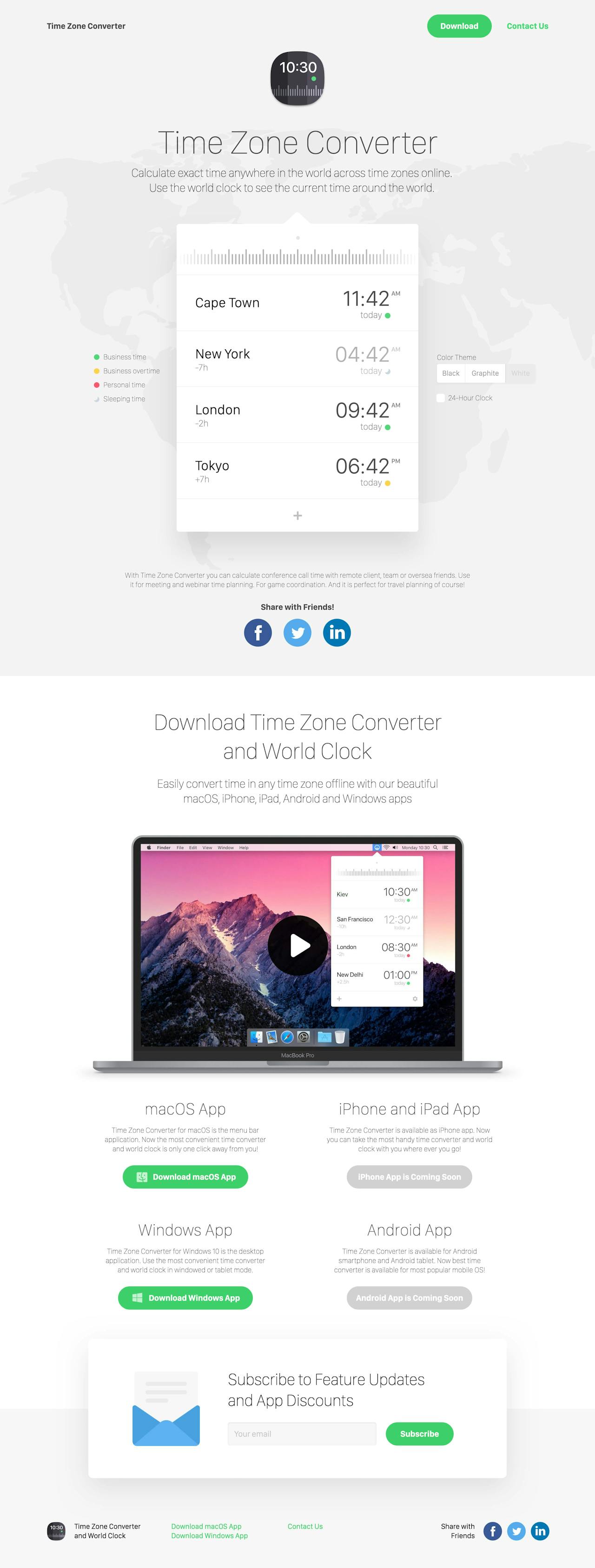 Website Inspiration: Time Zone Converter Website Screenshot