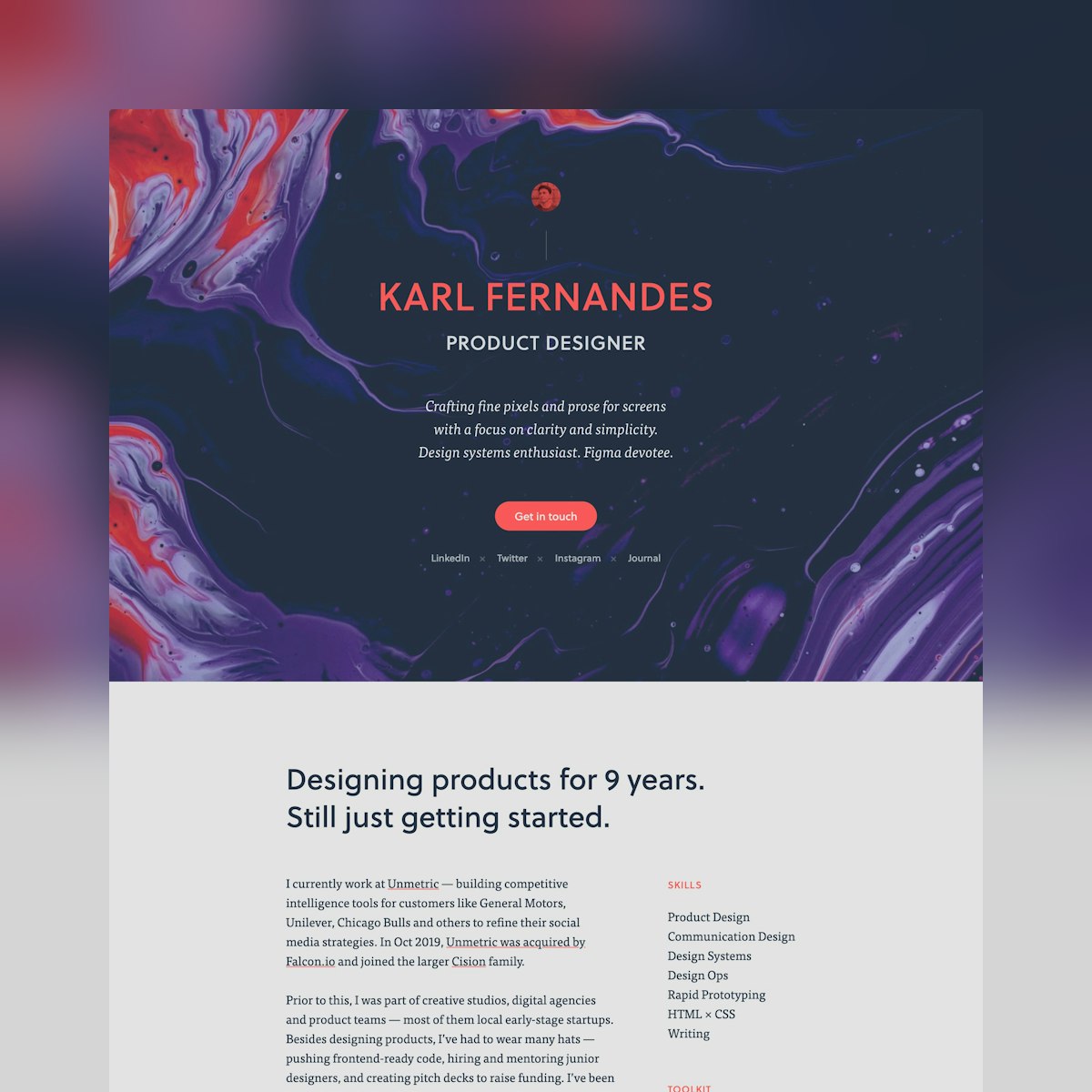 Product Page screen design idea #383: Website Inspiration: Karl Fernandes