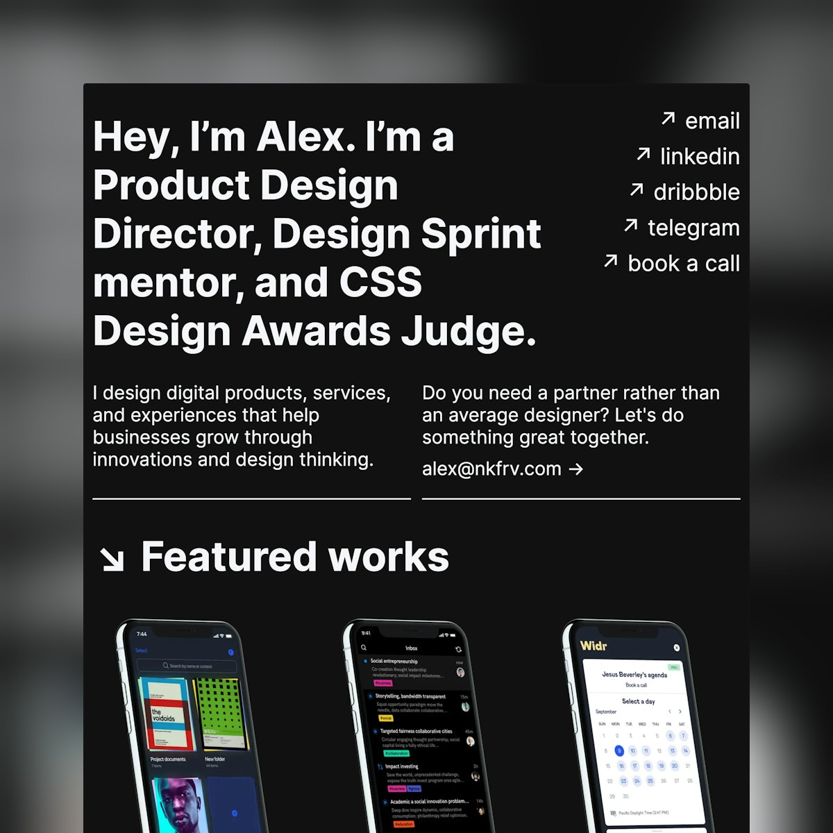Product Page screen design idea #404: Website Inspiration: Alex Nikiforov