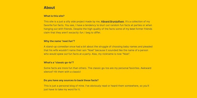Noel’s Fun Facts FAQ Grid Preview