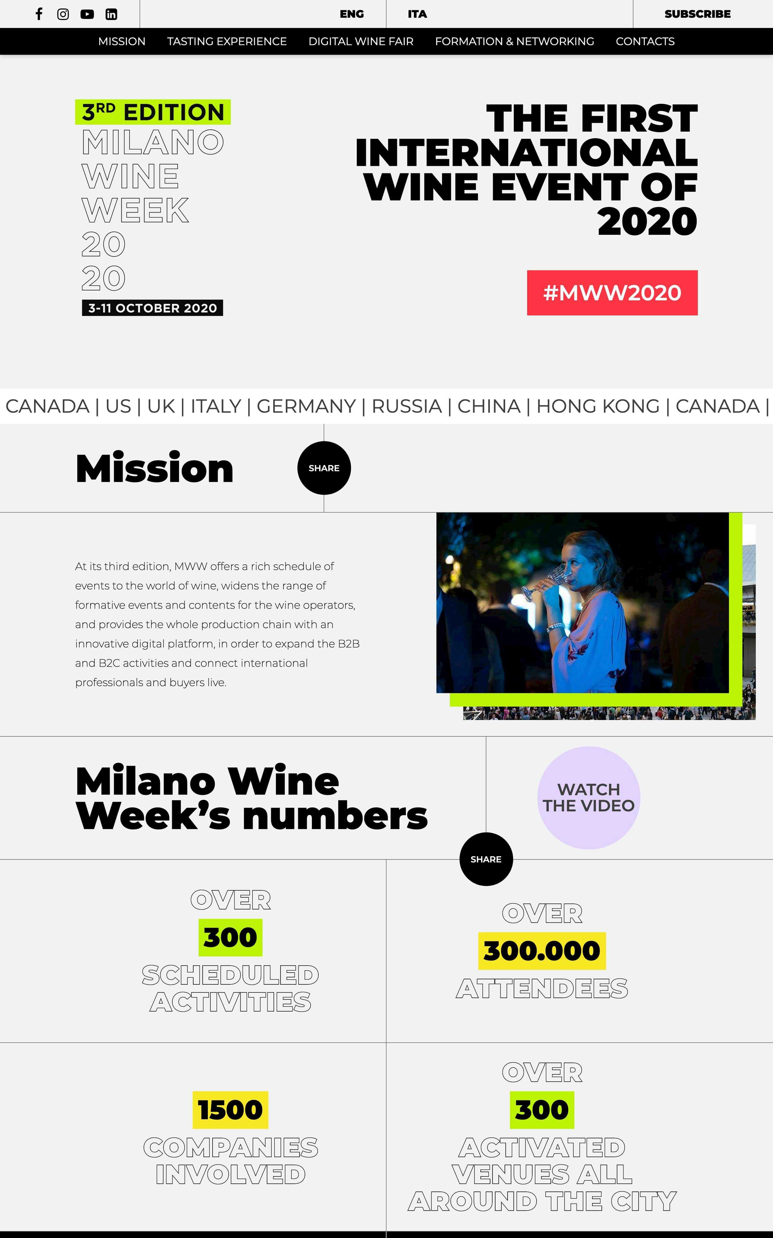Milano Wine Week 2020 Website Screenshot