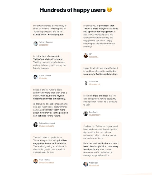 ilo Testimonial Tweets Preview