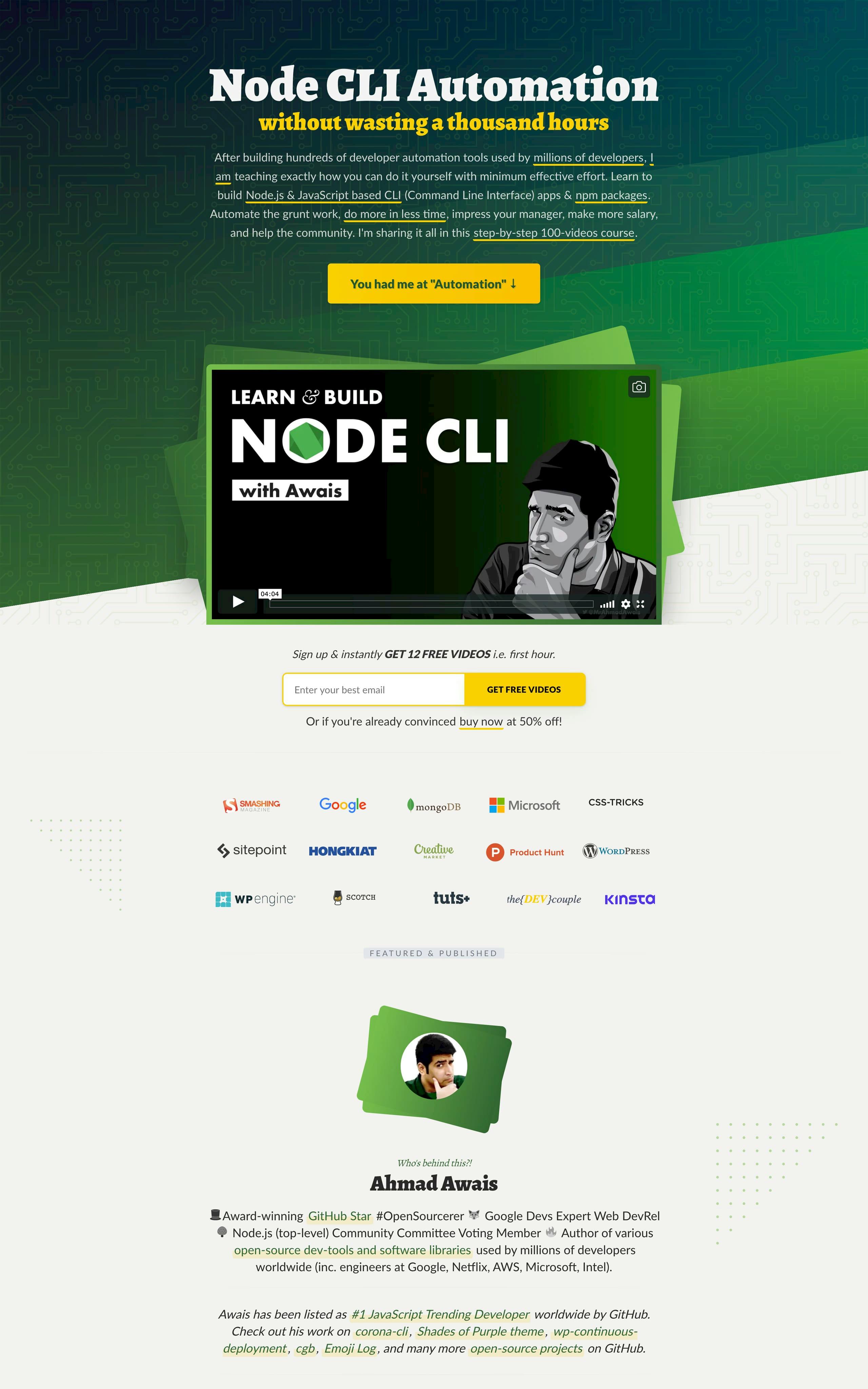 Node.js CLI Website Screenshot