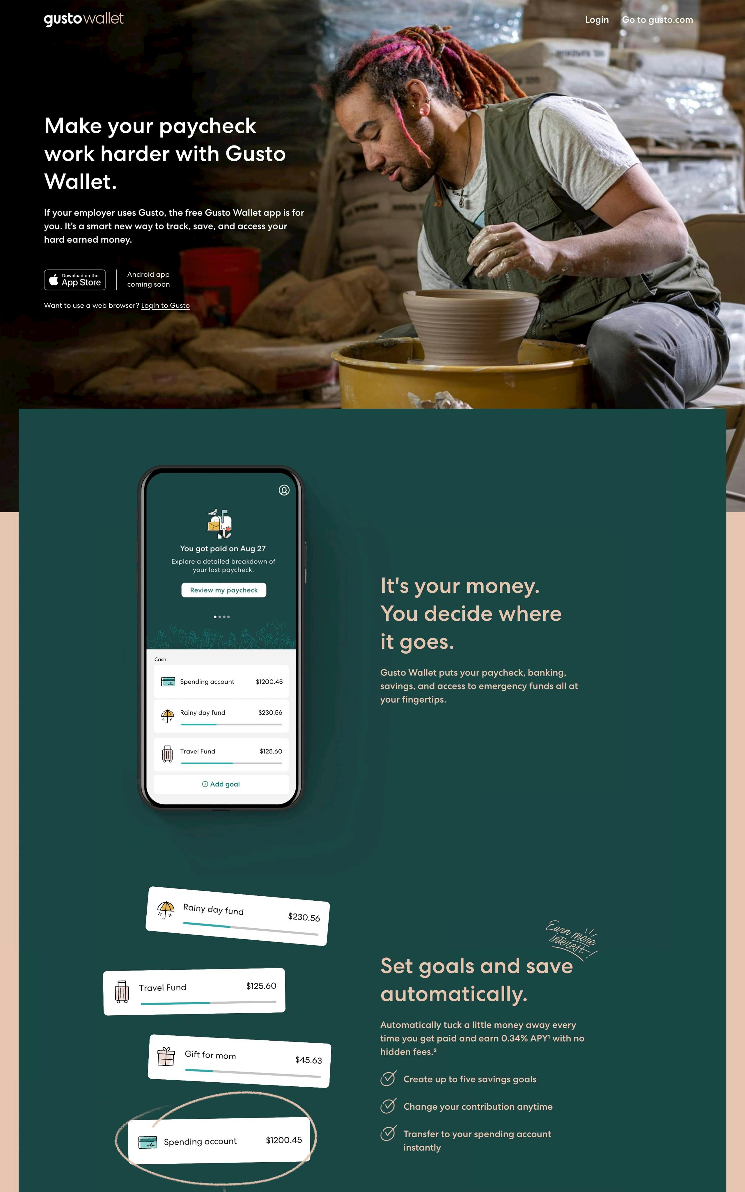Gusto Wallet Website Screenshot