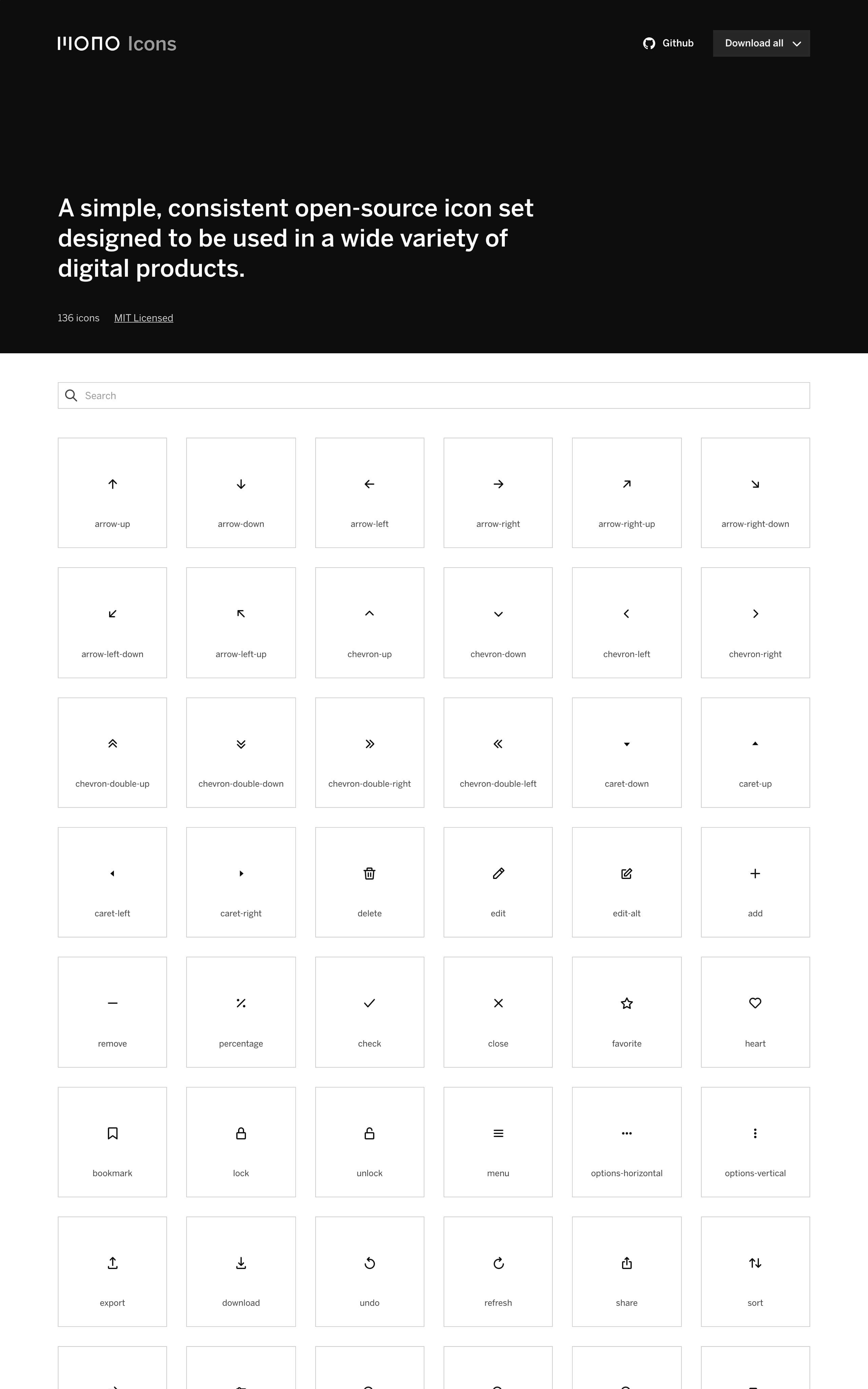 Mono Icons Website Screenshot