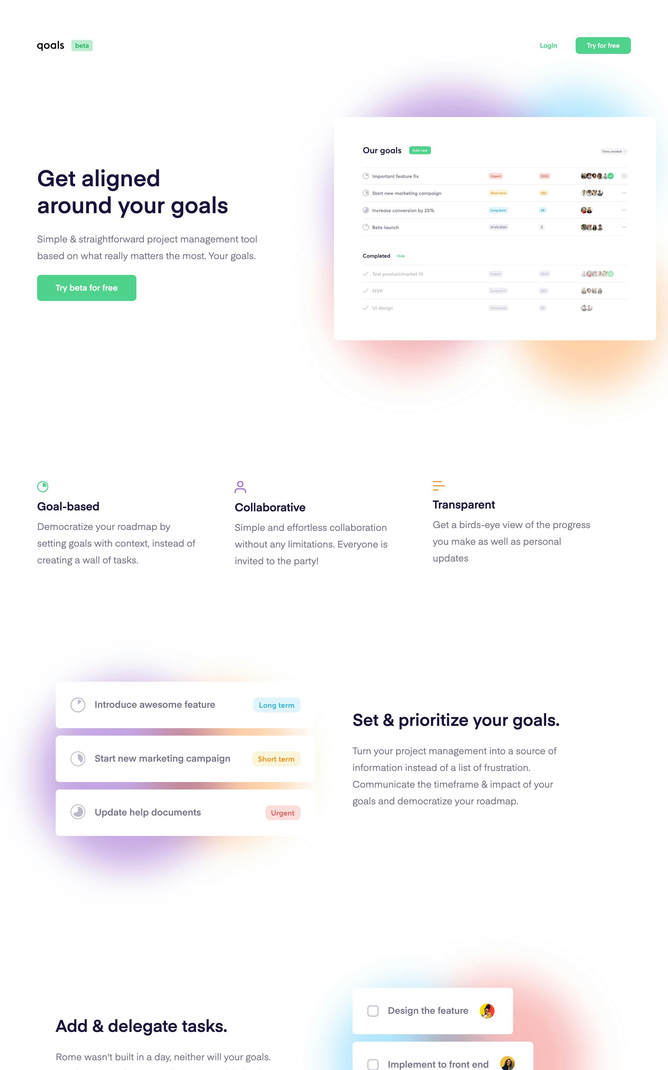 Qoals Website Screenshot