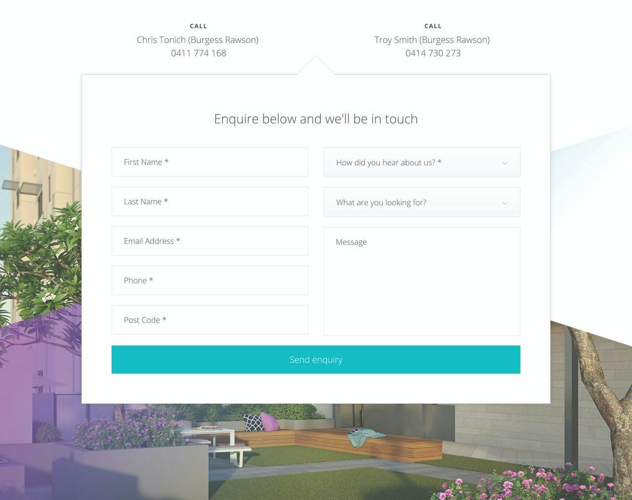 Contact Form - Motive Apartments Screenshot