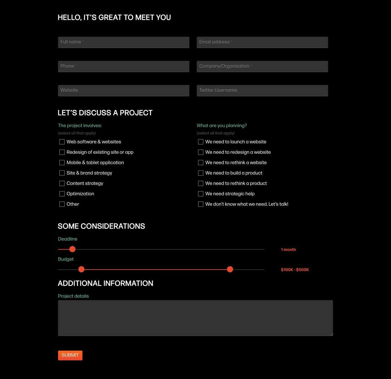 Contact Form - Studio Zeldman Screenshot
