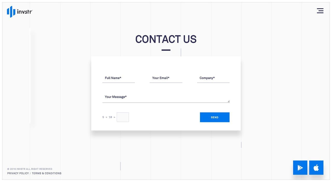 Contact Form - Invstr Screenshot