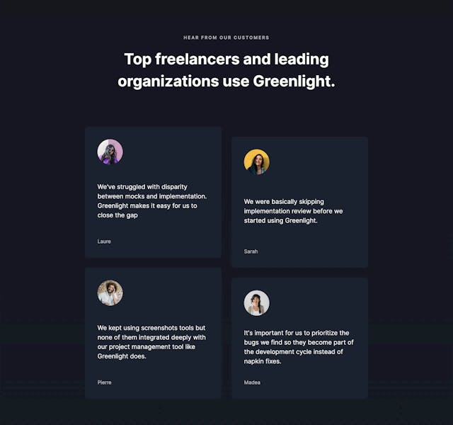 Greenlight Testimonials Preview