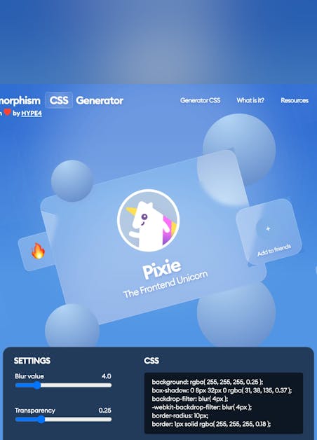 Glassmorphism CSS Generator - One Page Website Award