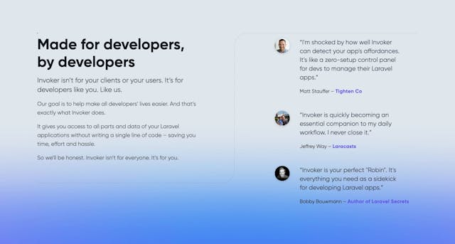 Invoker Testimonials Preview