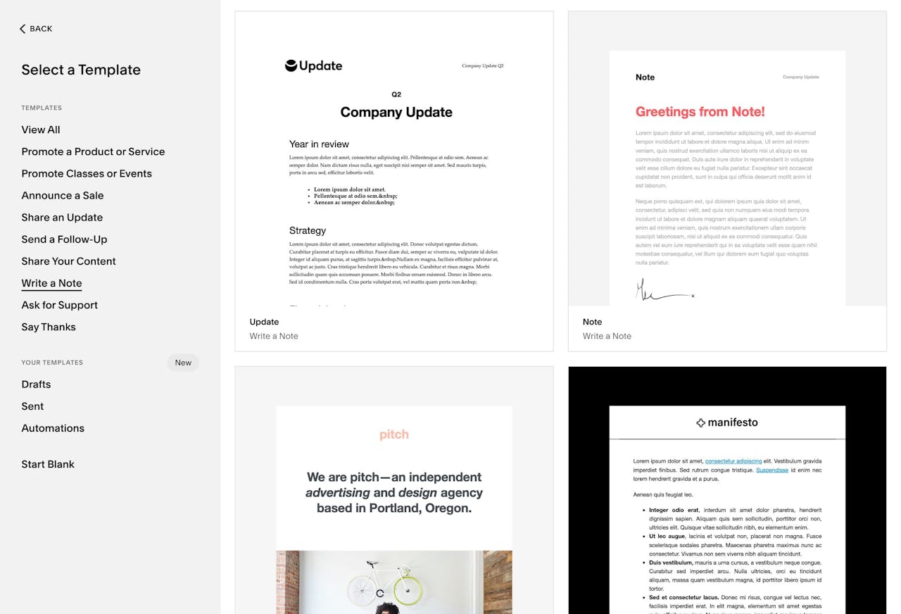 Squarespace Email Campaigns - Template Designs Screenshot