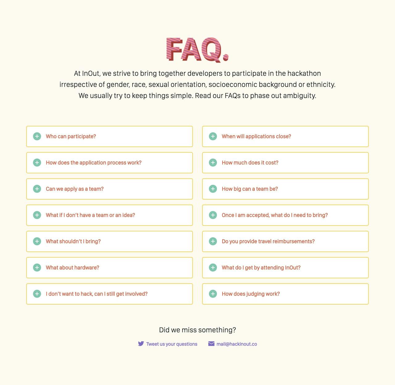 FAQ examples in Landing Pages