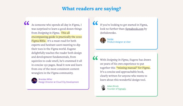 ‘Designing in Figma’ Book Testimonials Preview