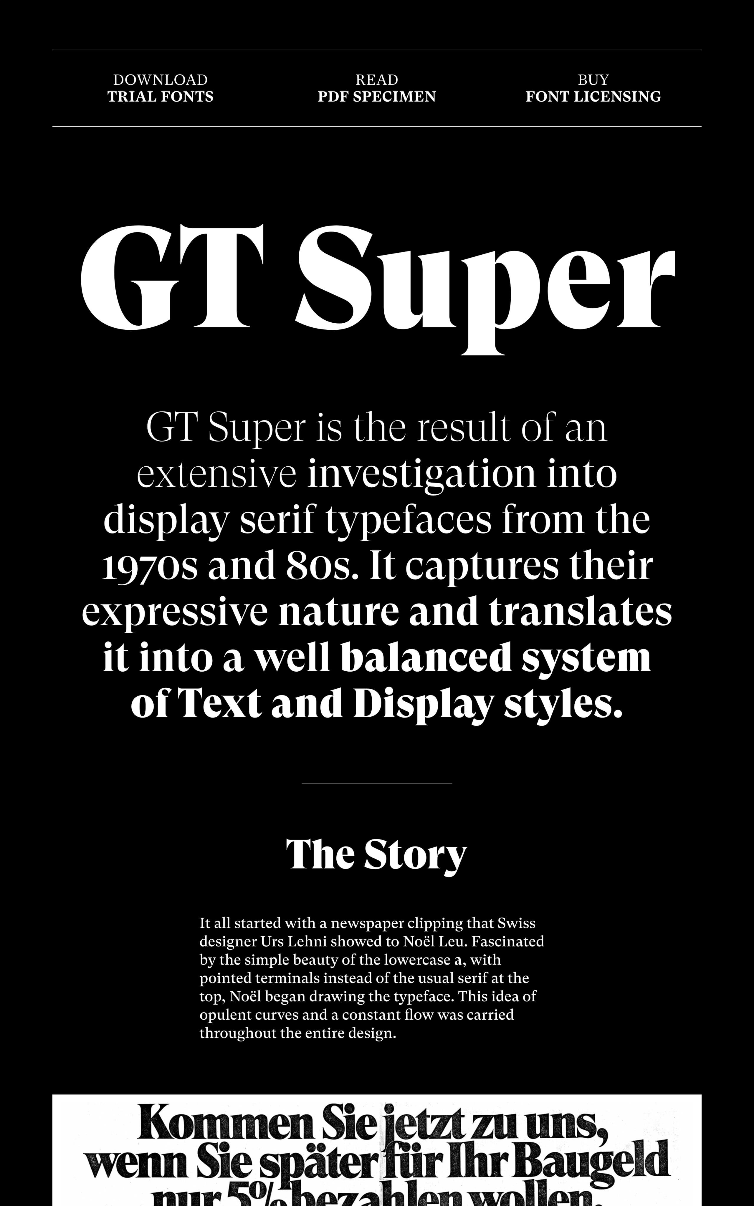 GT Super Typeface Website Screenshot