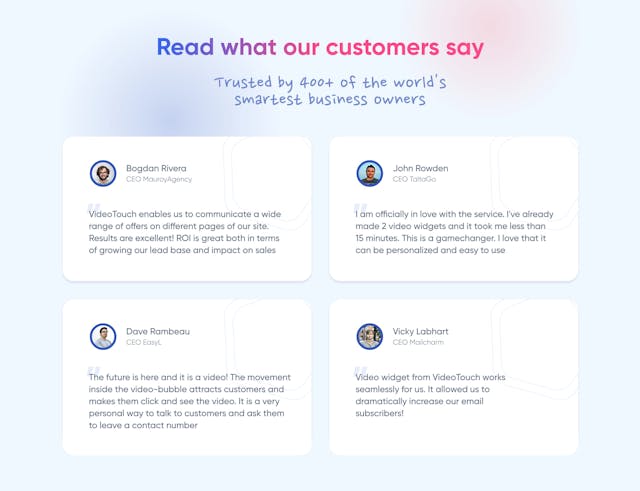 VideoTouch Testimonials Preview