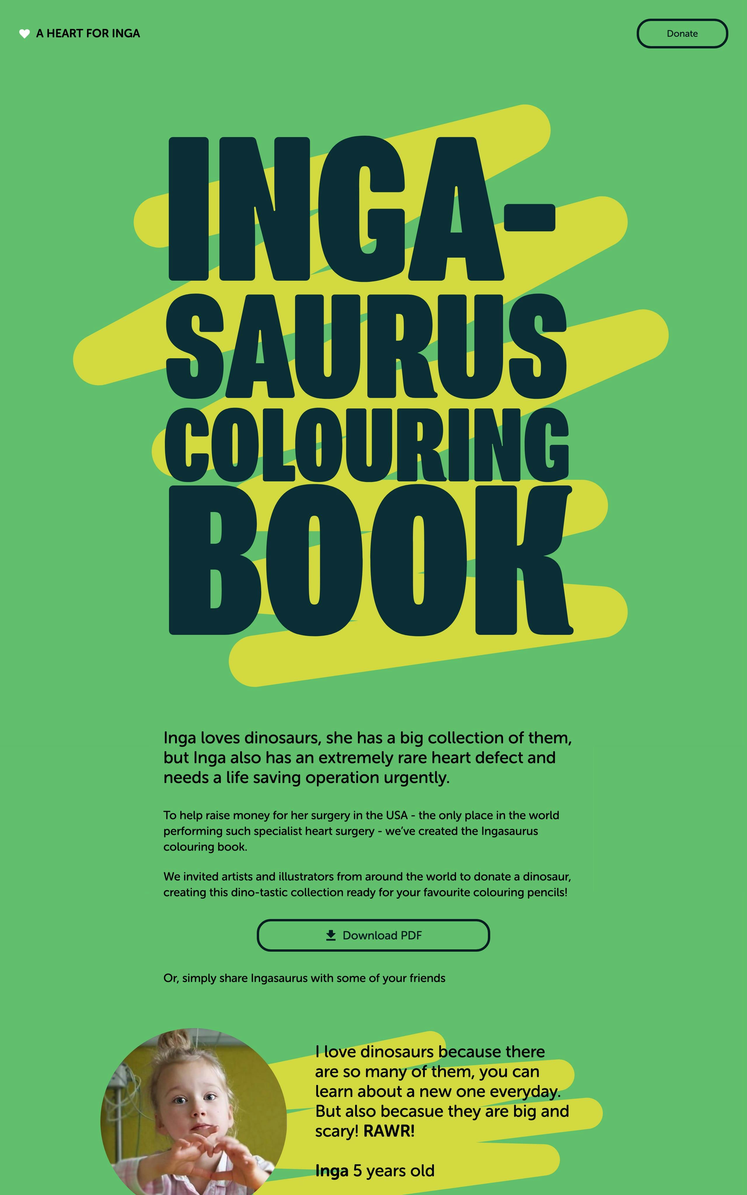 Ingasaurus Colouring Book Website Screenshot