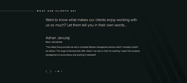 The Adept Group Testimonial Slider Preview