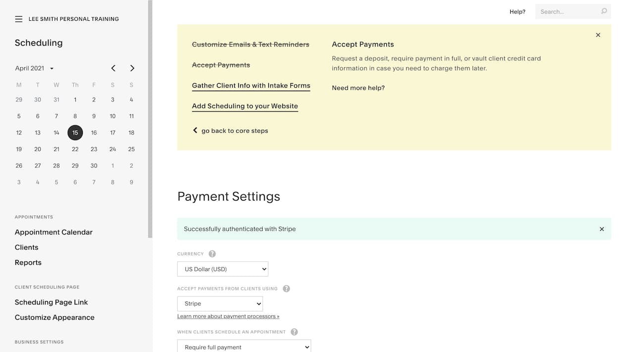 Acuity - Syncing with Stripe payment processor Screenshot
