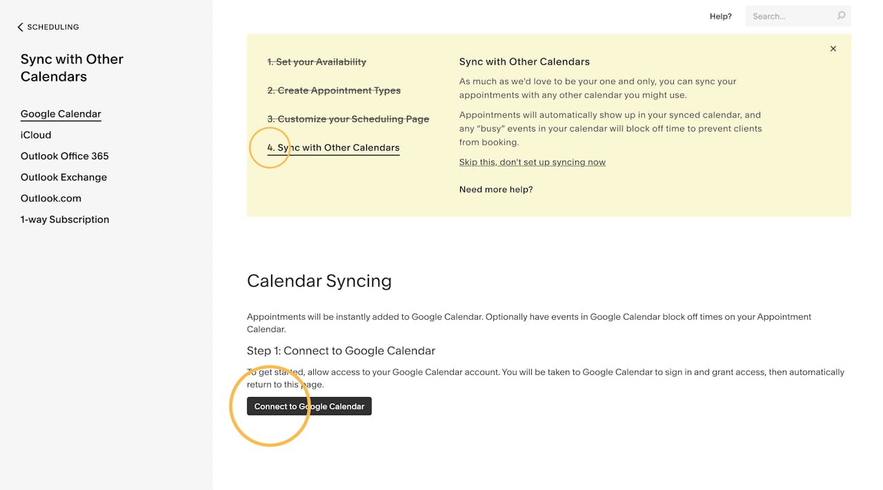 Acuity - Syncing Calendars Screenshot