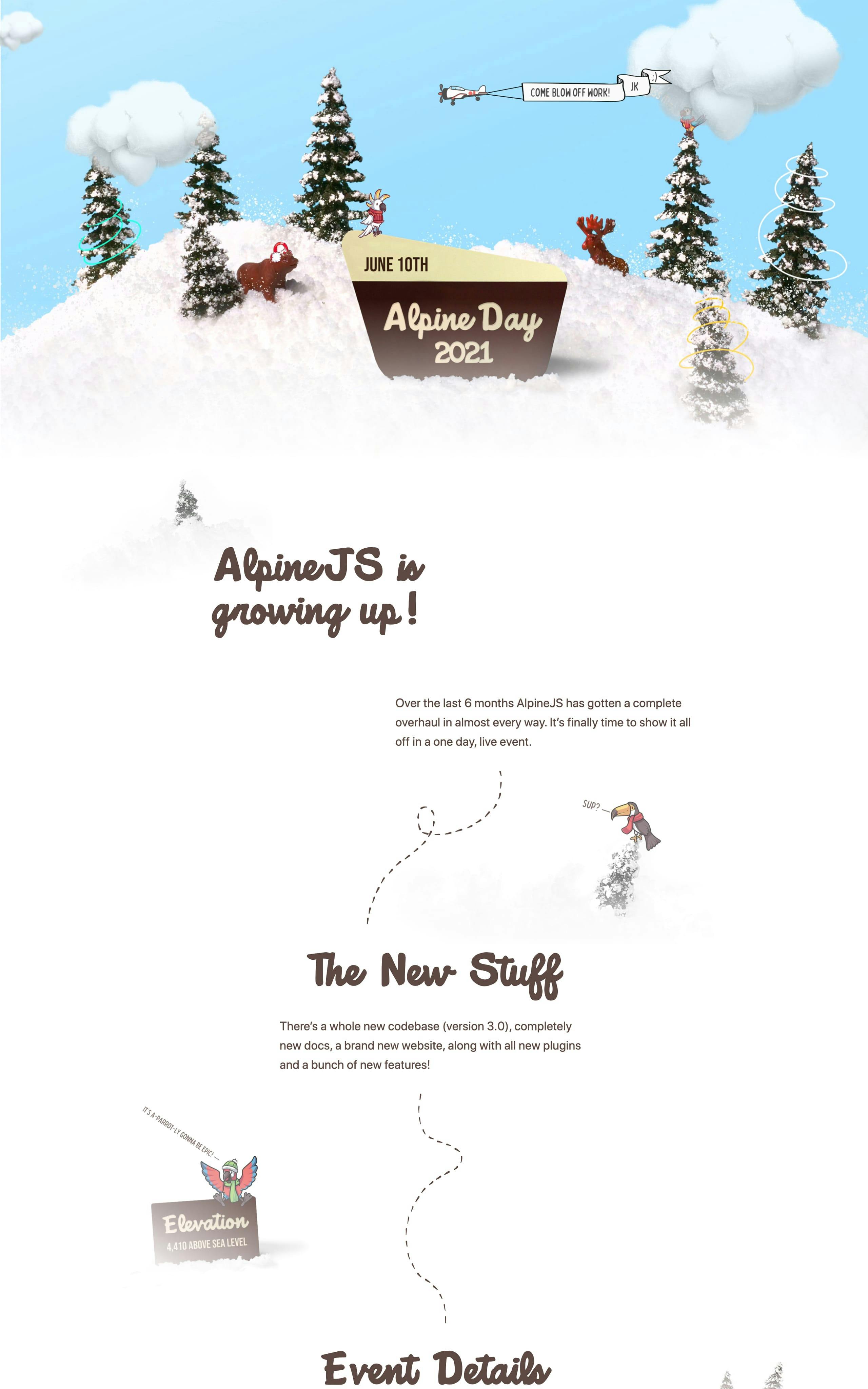 Alpine Day 2021 Website Screenshot