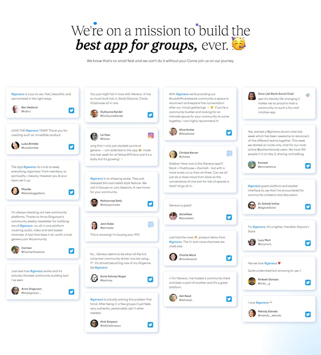 Geneva Testimonial Tweets Preview