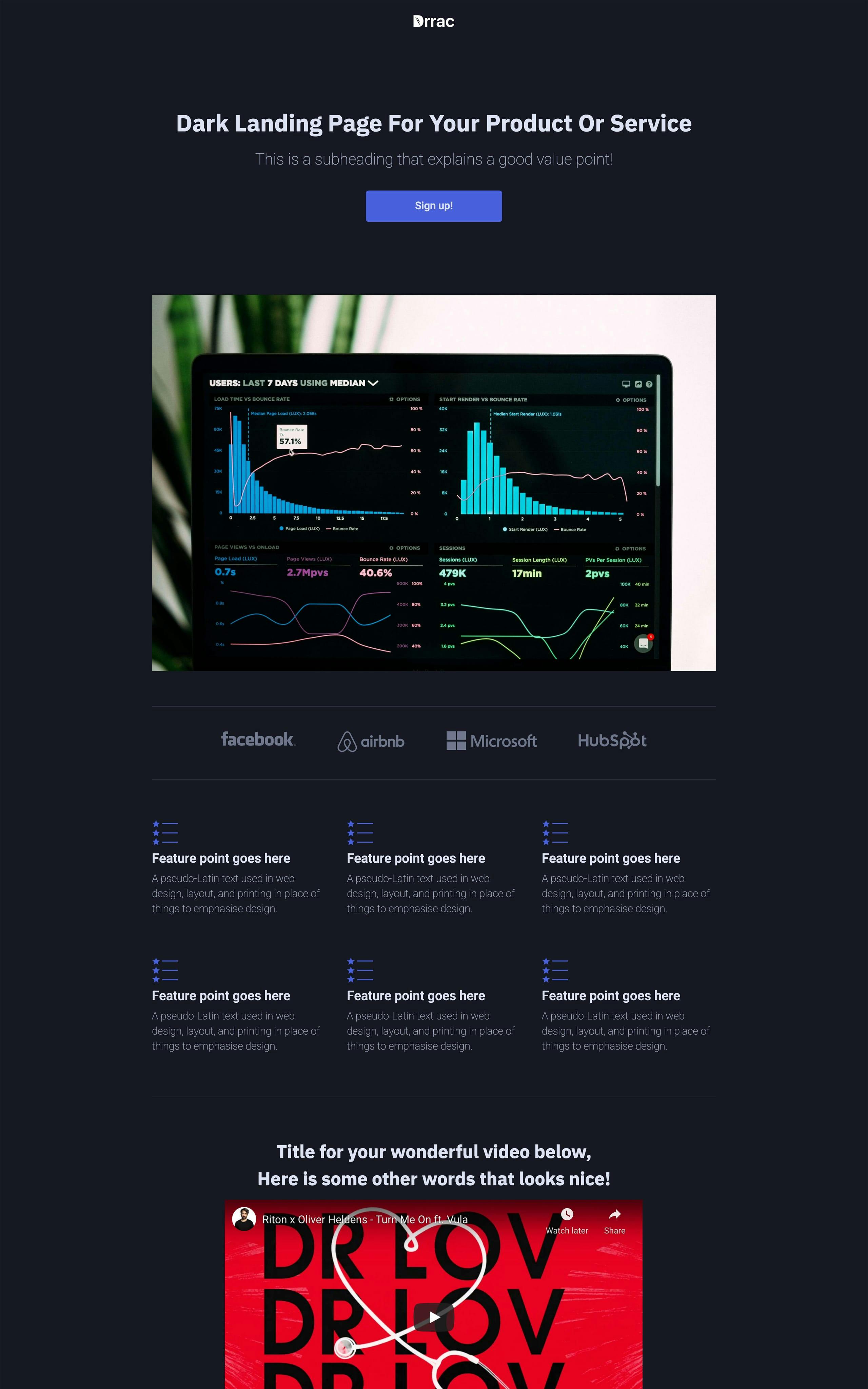 Dark Startup Website Screenshot