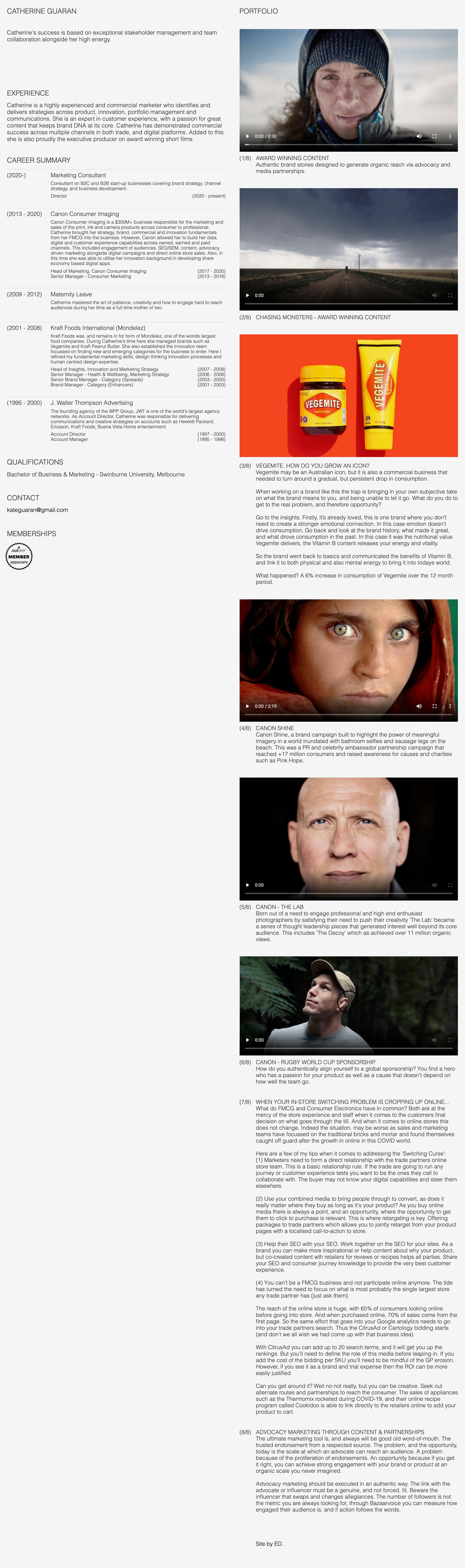 Catherine Guaran Website Screenshot