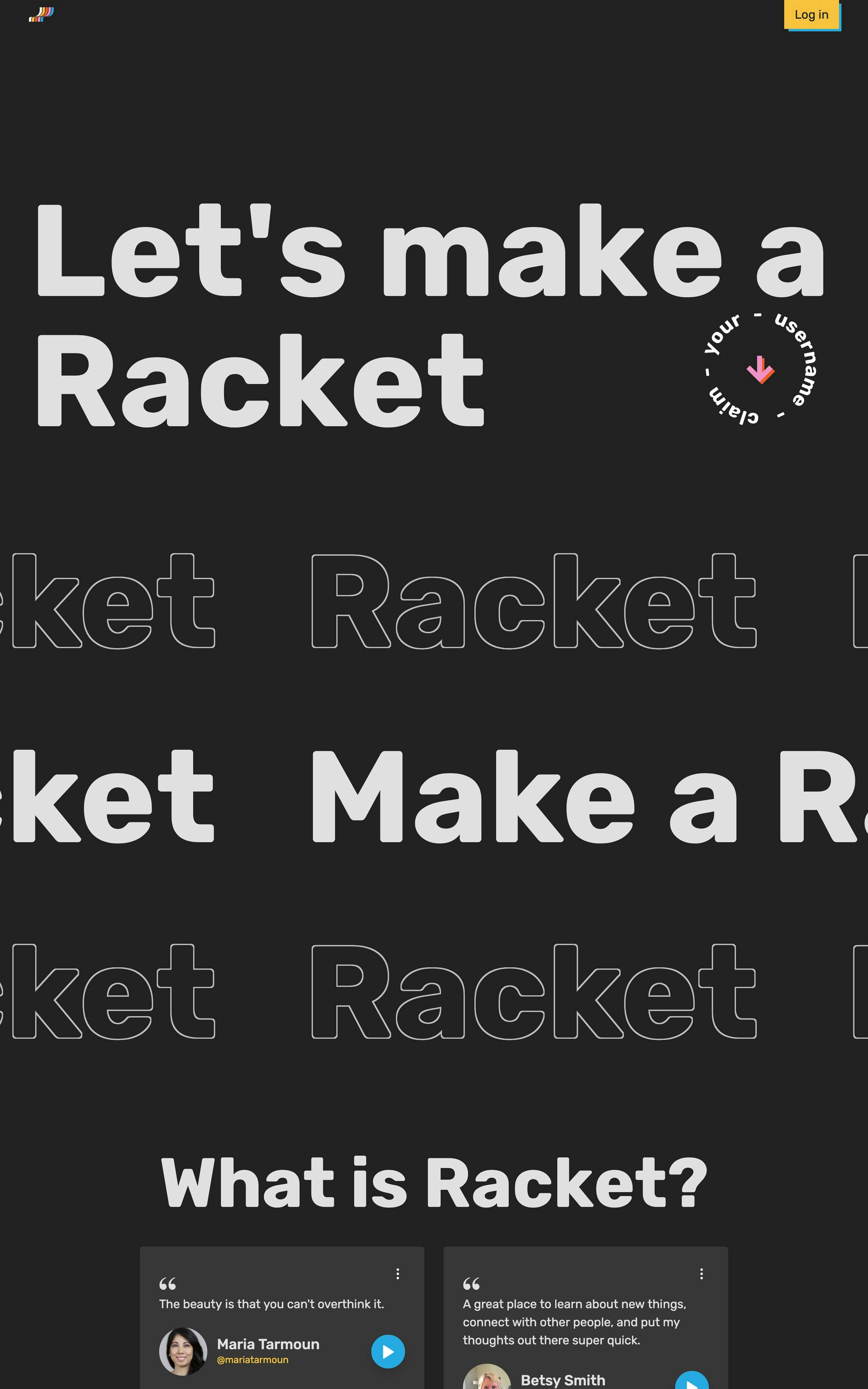 Racket Beta Website Screenshot