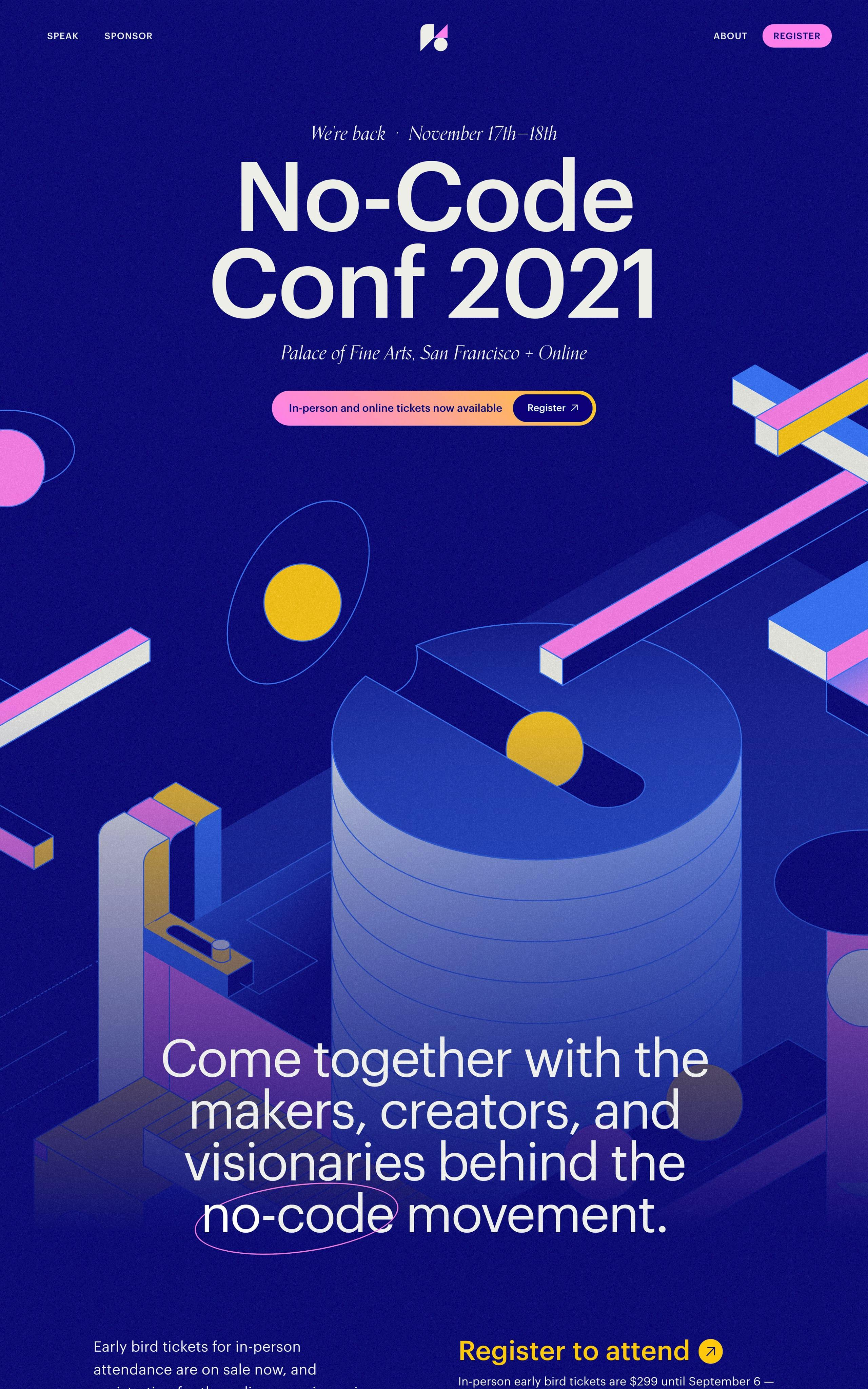 No-Code Conference 2021 Website Screenshot