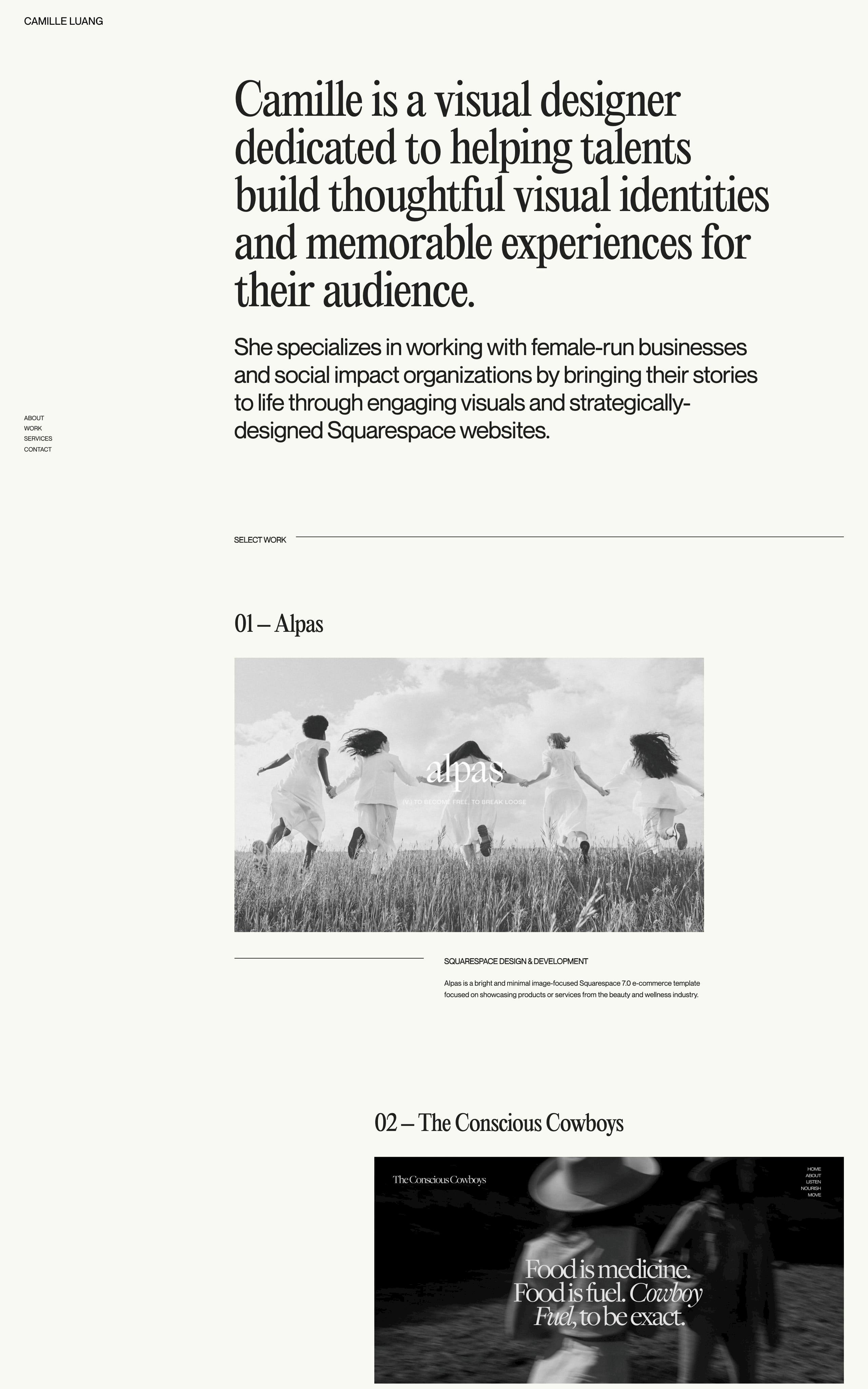 Camille Luang Website Screenshot