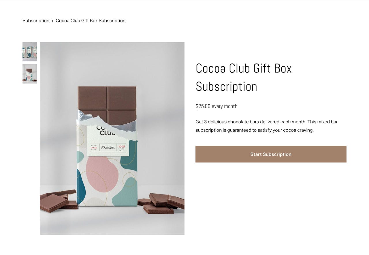 Squarespace Physical Subscription Product Screenshot