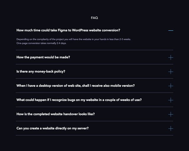 FigmaWP FAQ Accordion Preview