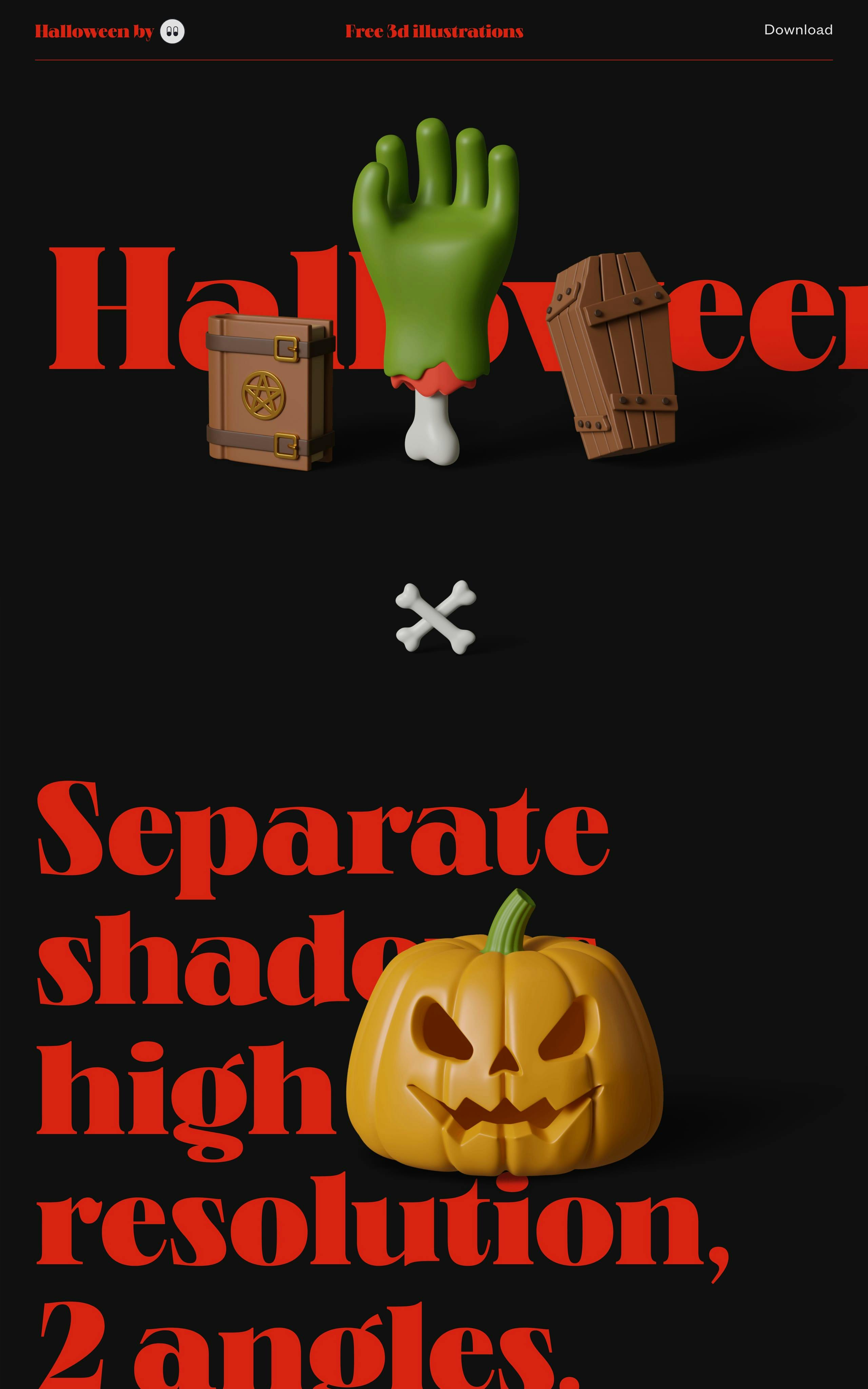 Halloween 3D Icons Website Screenshot